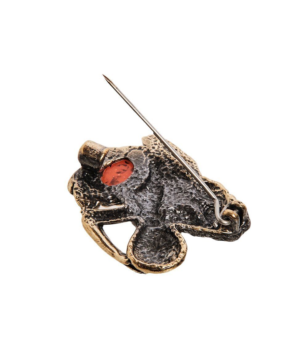 AM-2853 Брошь «Знак зодиака-Водолей « (латунь, янтарь)