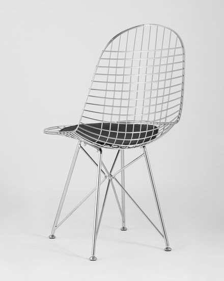 Стул обеденный Eiffel хромированный с черной подушкой