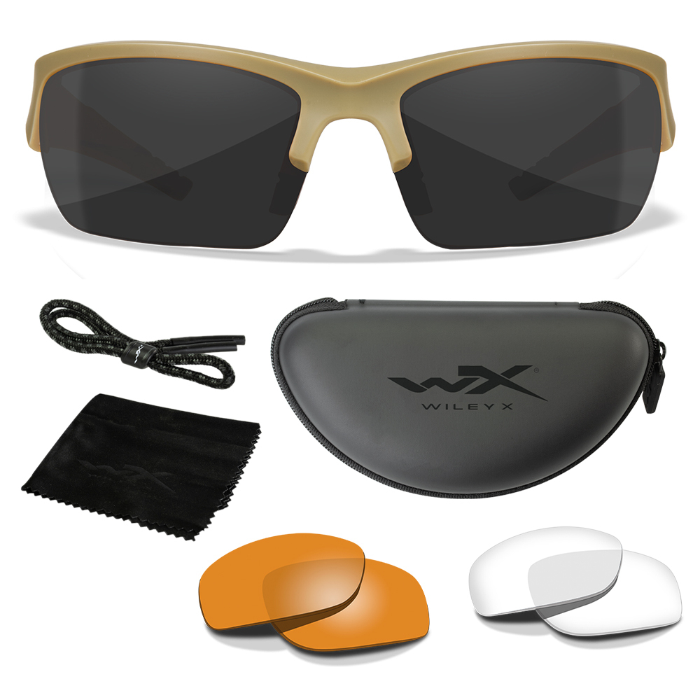 Очки тактические-защитные WILEY-X VALOR (FRAME MATTE TAN, LENS CLEAR + GREY + RUST)