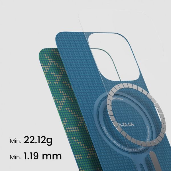 Чехол Pitaka Tactile Woven для iPhone 16 Pro, Зеленый монограм |Monogram Gold/Green