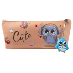 Пенал - косметичка Alingar, ПВХ, молния, брелок, 210 х 80 х 45 мм, "Совенок Cute", ассорти (фиолет,голуб,персик,роз)