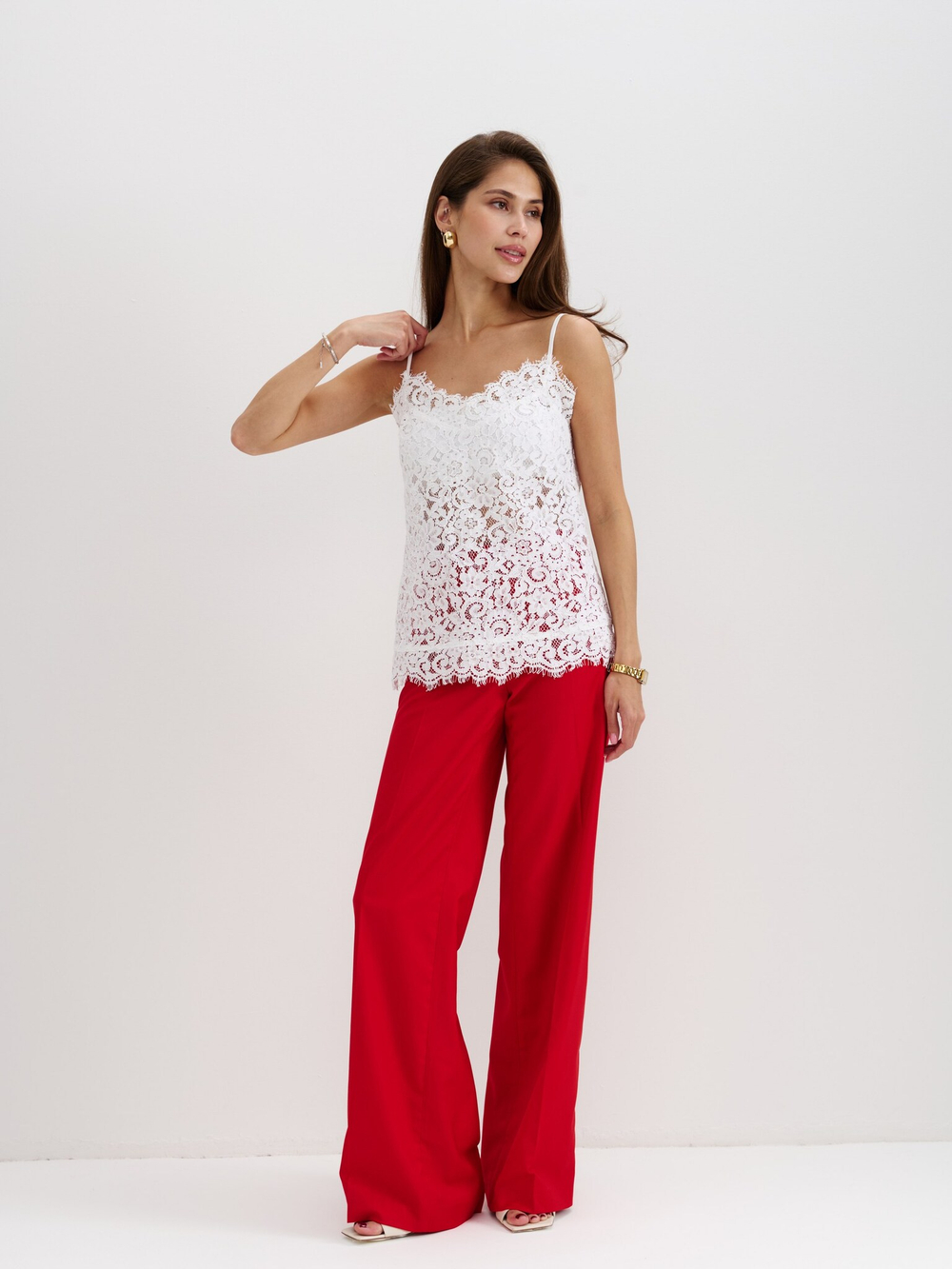 Блуза из кружева, белая