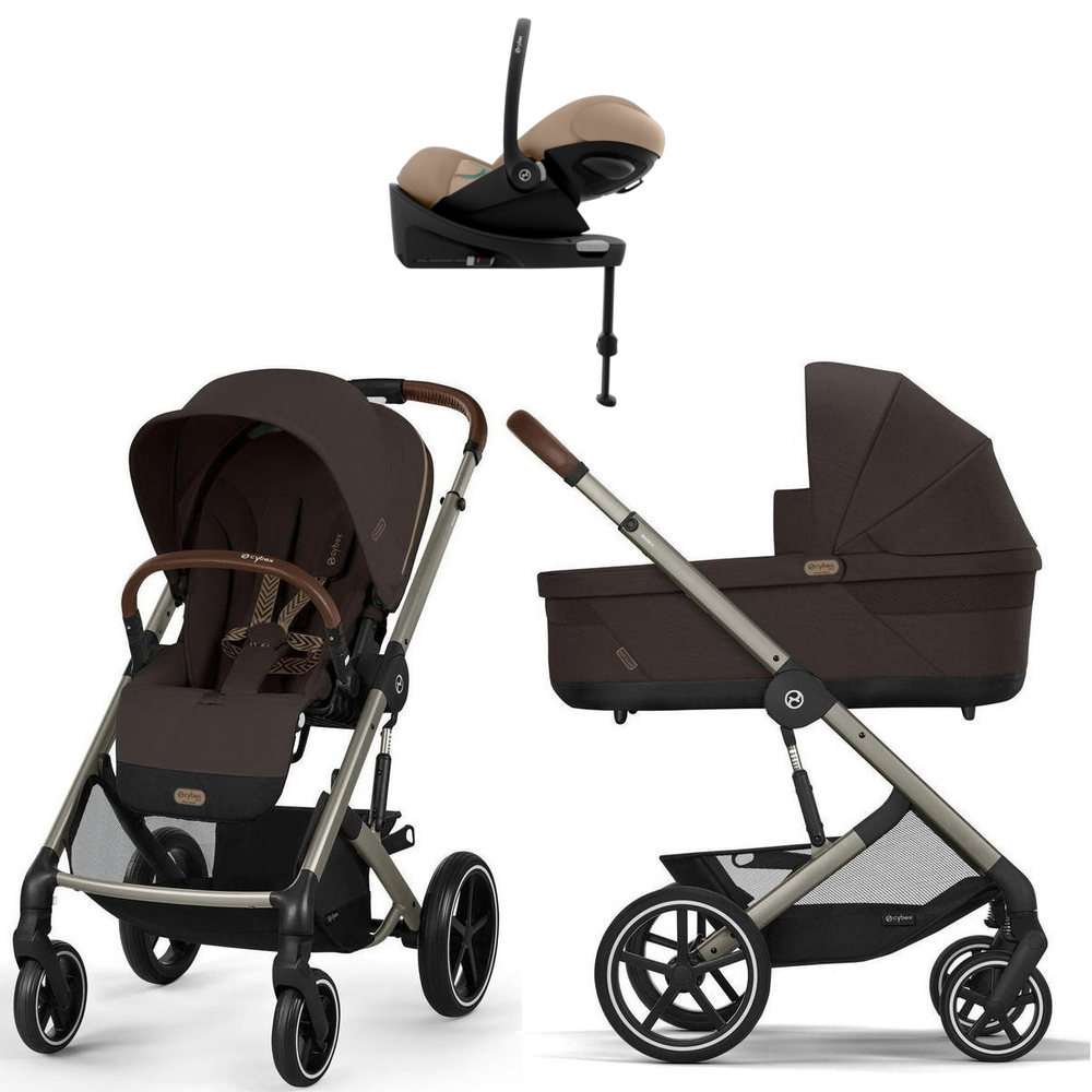 Коляска Cybex Balios S Lux TPE complete Cloud G Almond Beige Plus Base G 4 в 1 Chocolate Brown с дождевиками