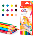 Карандаши цветные Deli "ColoRun", 12 цветов, дерево, картон