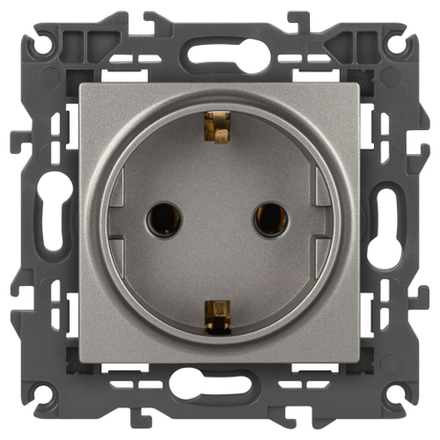 Розетка ЭРА Elegance 14-2101-16 с заземлением 2P+E Schuko 16А-250В титан