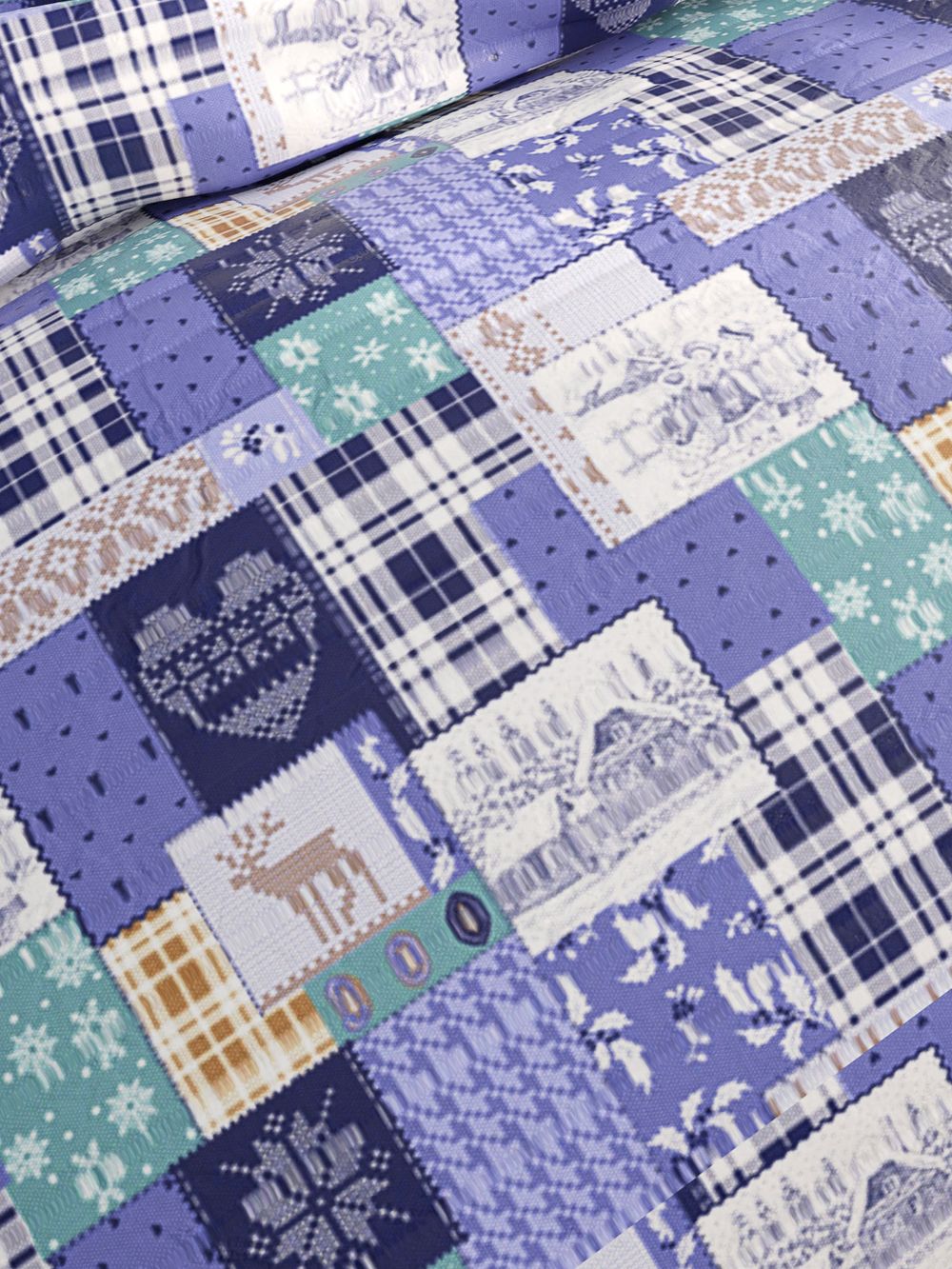 Простынь на резинке Сказка "Зимний пейзаж" 90х200 см, перкаль