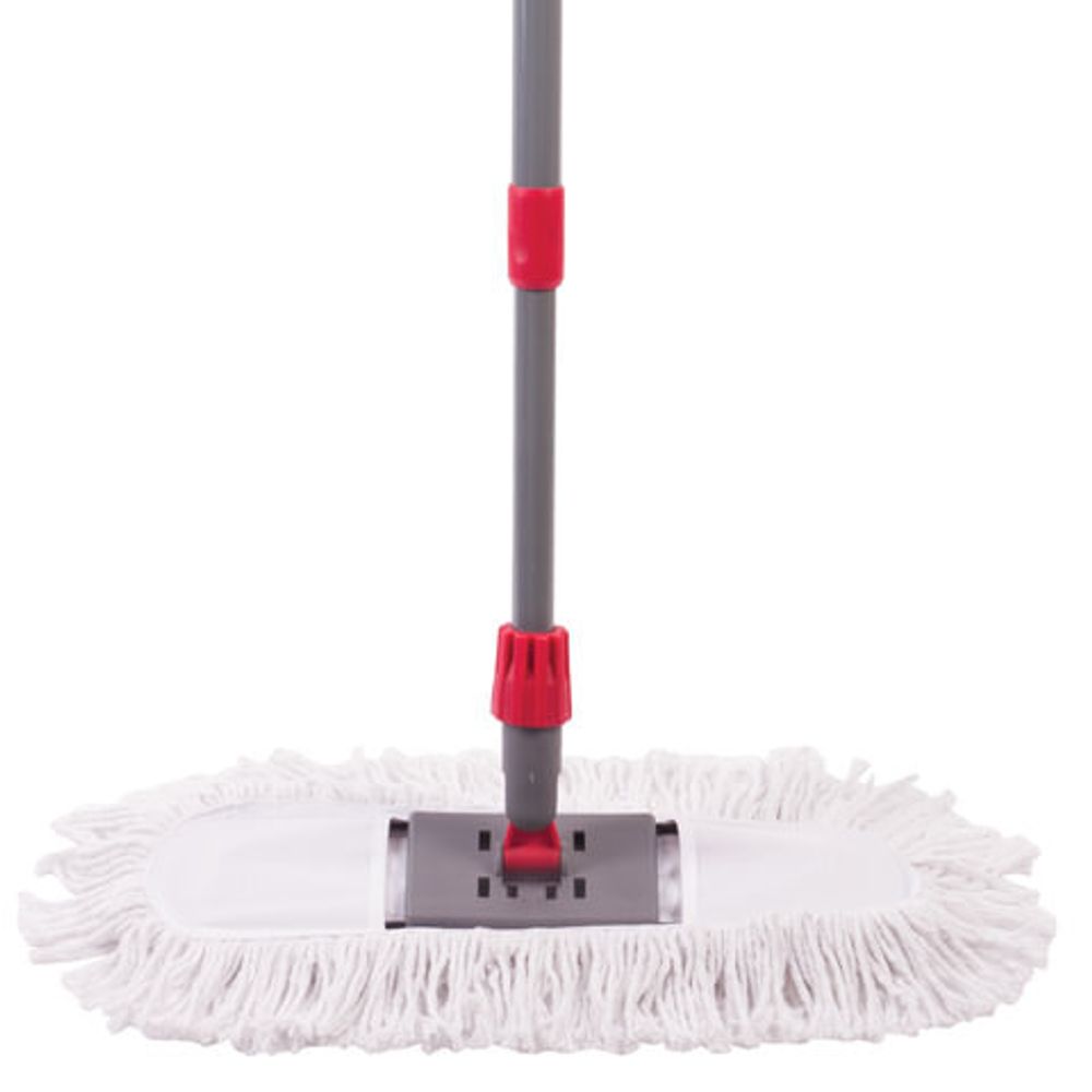 Швабра-рамка для СУХОЙ УБОРКИ, 40 см, телескопический черенок из нержавеющей стали 125 см, МОП хлопок, LAIMA, 603605