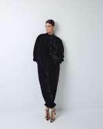 Комплект: блуза и брюки из шелкового бархата черный