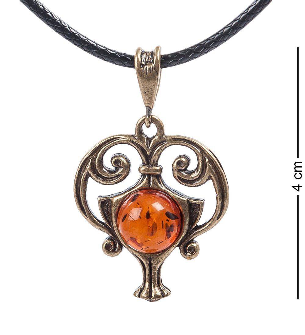 AM- 673 Подвеска «Знак зодиака-Водолей» (латунь, янтарь)
