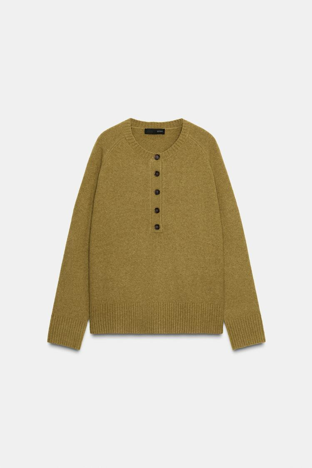 ZARA ВЯЗАНЫЙ ДЖЕМПЕР С ПУГОВИЦАМИ, МЯГКИЙ ЗЕЛЕНЫЙ