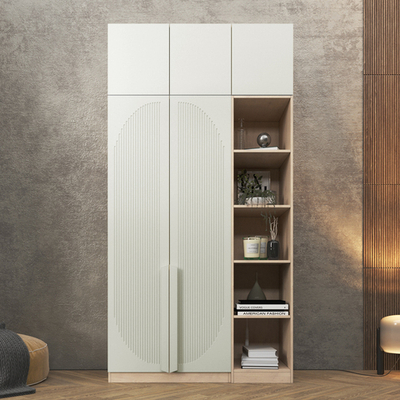 Шкаф Агератум МДФ двухсекционный с антресолью и стеллажом Лайн керамика (0,27) А10032 матовая - Дуб Сонома 3025  170*60*240