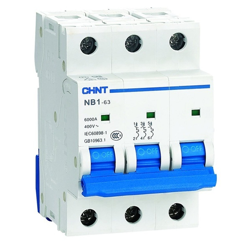 Автоматический выключатель NB1-63 3P 25A 6кА х-ка D (DB) (R) Chint (автомат электрический) 179717