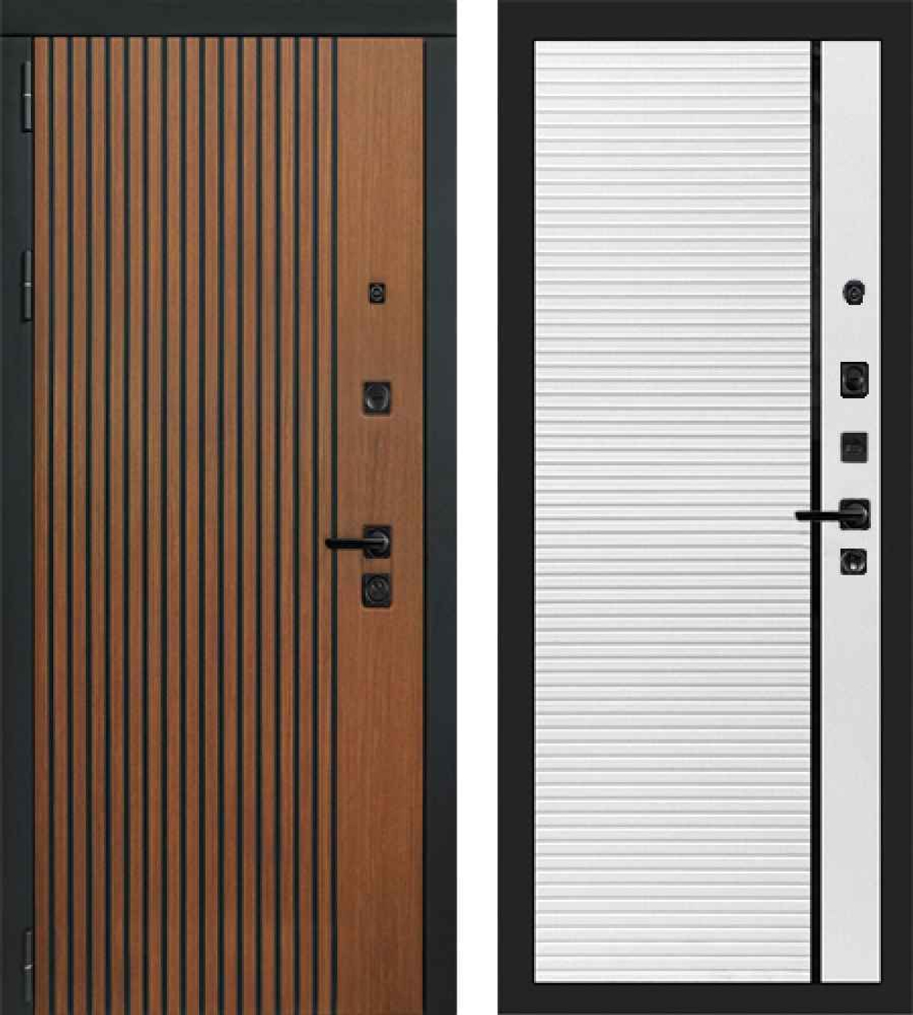 Входная дверь в квартиру Лекс Гранд антик / №114 Белая шагрень (белая матовая, без текстуры), черный молдинг