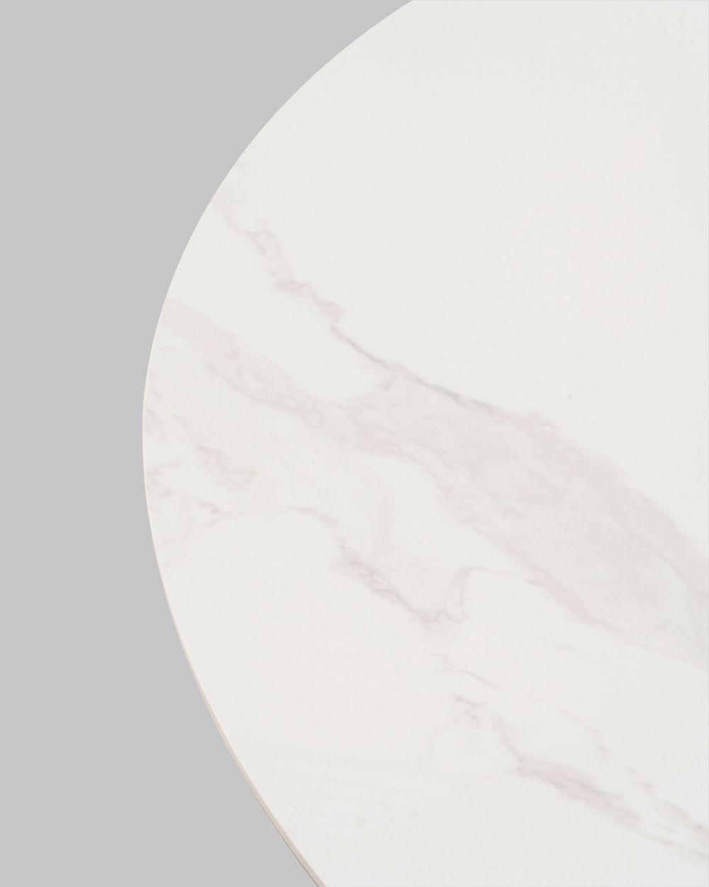 Стол круглый Миндель D100 столешница керамика белый глянец, основание металл латте/ раскладной