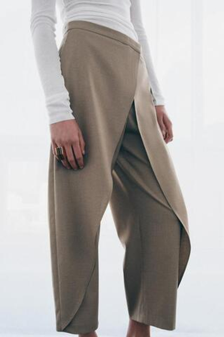 ZARA БРЮКИ С ЗАПАХОМ — ZW COLLECTION, РЫЖЕВАТО-КОРИЧНЕВЫЙ