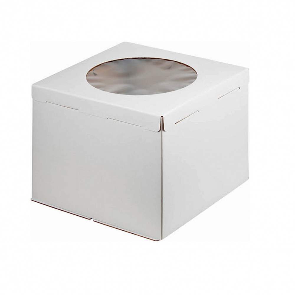 Коробка для торта с окном гофрокартон 300*300*300 мм (белая)
