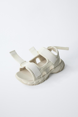 ZARA САНДАЛИИ ИЗ ВЫСОКОТЕХНОЛОГИЧНОЙ ТКАНИ, БЕЛЫЙ