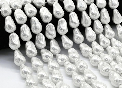 2452313 Жемчуг иск. "Майорка" барочный 23*14мм белый, 39см