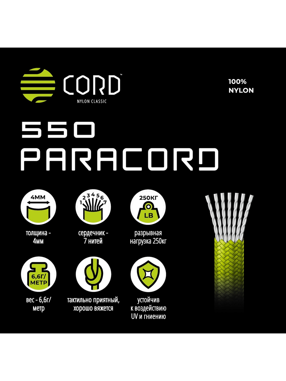 Паракорд 550 CORD nylon 10м (emerald green)