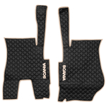 Ковры SCANIA 5 серии Р (автомат) (экокожа, черный, бежевый кант, бежевая вышивка)