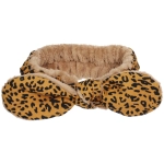 Повязка на голову косметическая «ДАЙМОНД РУШ», леопард, цвет бежевый, черный и коричневый, 20*5.5см (ZIP пакет)