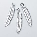 Подвеска Перо, цвет серебро (родий), размер 36*7,5, цена за 1 шт