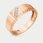 Мужское кольцо из розового золота 585 пробы с фианитами (арт. РКд4160)