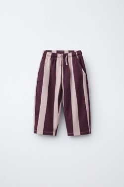 ZARA ПРЯМЫЕ БРЮКИ ИЗ МЯГКОЙ ТКАНИ В ПОЛОСКУ, ЛИЛОВЫЙ
