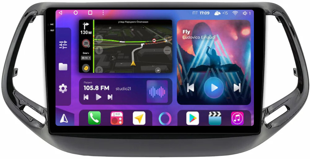 Магнитола для Jeep Compass 2 2016+ - FarCar BM1008M монитор 10.36" QLED на Android 14, TS10, 4+32Гб, CarPlay, 4G SIM-слот