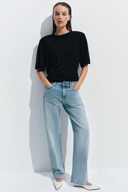 ZARA ДЖИНСЫ ПРЯМОГО КРОЯ С НИЗКОЙ ПОСАДКОЙ — ZW COLLECTION, ГОЛУБОЙ