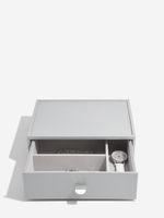 Органайзер для украшений и часов со стеклянной крышкой Stackers Classic Jewellery Box, 4 секции - White Pebble (White Pebble / серый / White Pebble / 500)