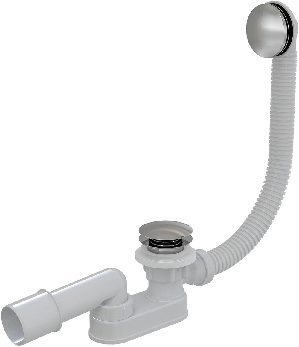 Сифон A507KM-100 для ванны комплект click/clak с заниженным сифоном металл/металл