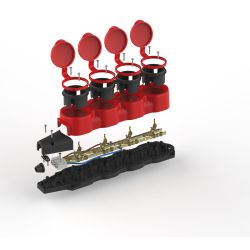 Колодка ЭРА KX-4e-RED-IP44 каучуковая с заземлением 4 розетки 16A IP44 красная | Колодки