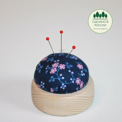 Игольница 6см деревянная из ясеня с подушечкой для иголок MP317