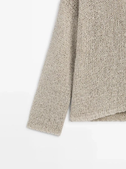 Massimo Dutti Свитер из смесового льна, бежевый