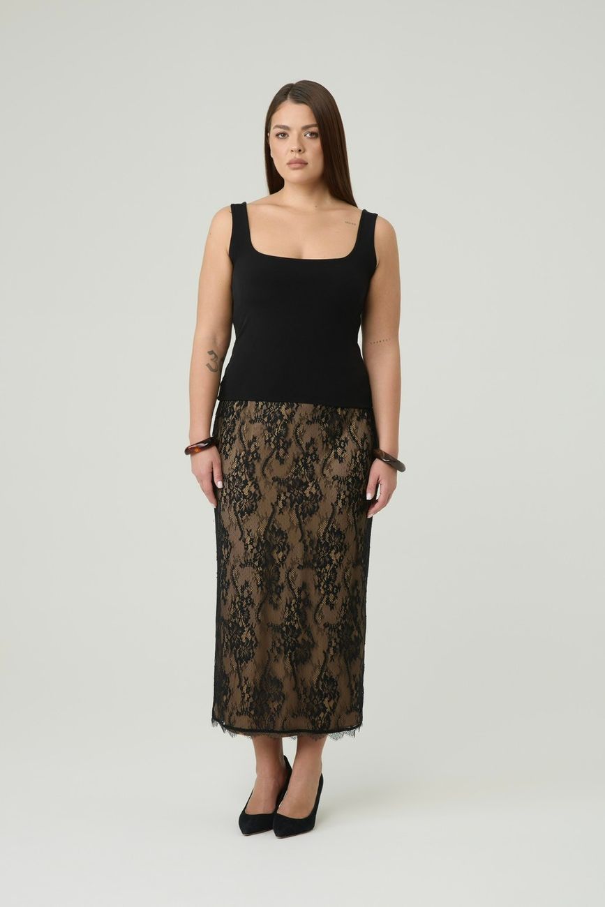 Майка с вырезом каре, черный