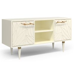 Тумба под ТВ Арт Колор leaves 117см Классик Голд Кремовый белый