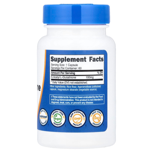 Nutricost, S-ацетил L-глутатион, 100 мг, 60 капсул