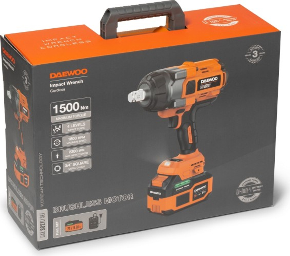 Гайковерт аккумуляторный DAEWOO DAX 8021Li SET ударный
