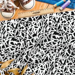 Ткань Ниагара Софт черно-белые граффити