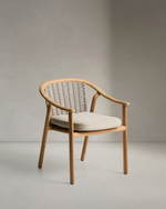 Уличный стул Elunda из тикового дерева и бежевой веревки