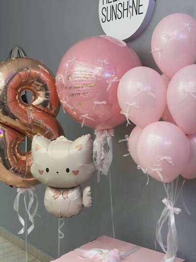 Набор шаров розовый с бантиками №75