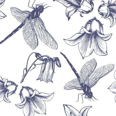 Цветы и стрекозы