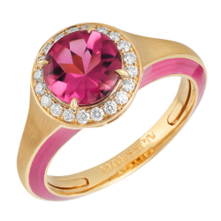 Кольцо с Турмалином и Бриллиантами, Эмаль, R0143-3/1