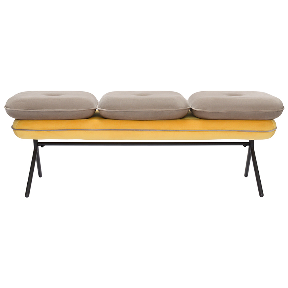 Банкетка pea, велюр, бежевая/желтая