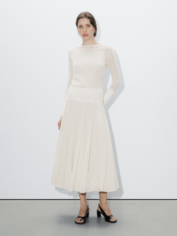 Massimo Dutti Хлопковый свитер с деталями на шве, натуральный