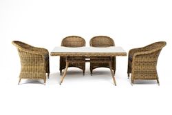 "Латте–140 R" обеденная группа плетеная, цвет соломенный