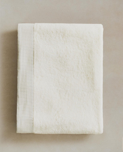 Zara Home - Полосатое бордюрное банное полотенце, бежевый, 30х50 см