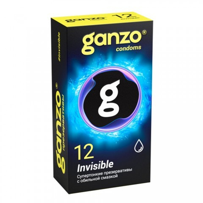 Презервативы GANZO Invisible, гладкие супертонкие с доп.смазкой, 12 шт