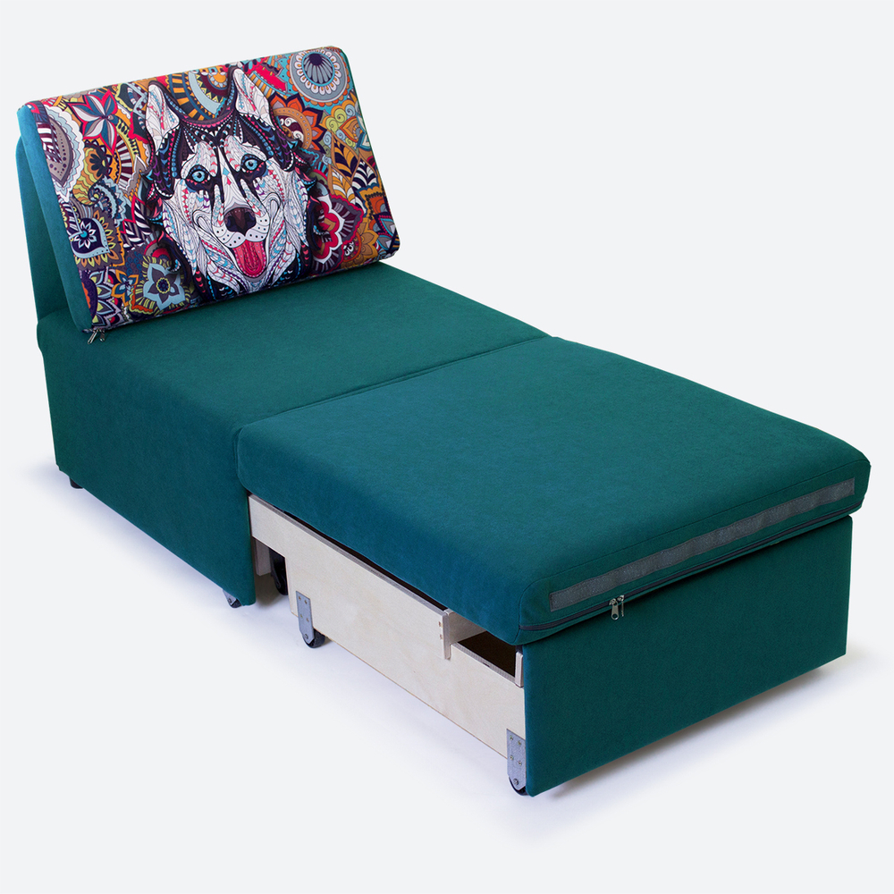 Кресло-кровать "Миник" Luxury 16 (темно-бирюзовый), купон "Хаски"